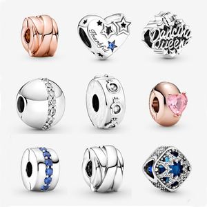 Fit Pandora Charm Bracelet European Silver Charms Beads Crystal Dancing Queen Agradecido Rose Gold Heart Dangle DIY Cadena de serpiente para mujer Brazalete Collar Colgantes