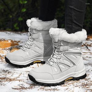 Chaussures de Fitness bottes de randonnée en velours pour hommes et femmes, semelles épaisses, imperméables, pour voyage en plein air, chasse, chaudes d'hiver