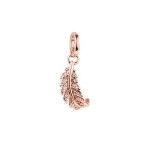 Convient Pandora Bracelet 925 Sterling Silver Floating Curved Feather Dangle Charm Perles pour Femmes Bijoux Fête Des Mères Cadeau 2023 plus récent