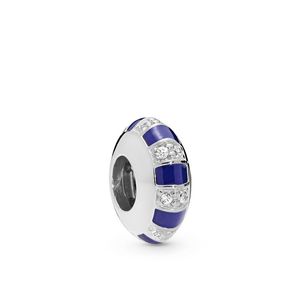 Convient aux bracelets Pandora 20pcs émail bleu cristal blanc charmes d'argent perle balancent perles de charme pour la vente en gros bricolage collier sterling européen bijoux