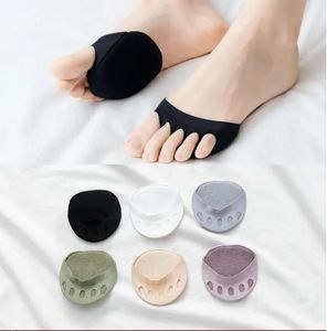 Chaussettes invisibles à cinq doigts pour femmes, chaussettes d'été en coton à talons hauts courts, demi-paume, Port peu profond, antidérapantes, à bout ouvert, DE550