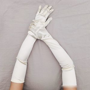 Cinq doigts gants gants 55cm de long élastique satin soie années 1920 rétro fête cosplay dame scène marier femme SL139 230923