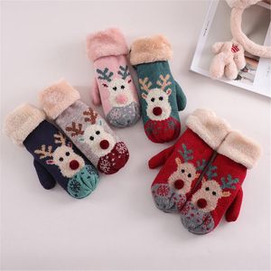 Guantes de cinco dedos, 1 par, regalos de Navidad cálidos para invierno, rellenos de medias para mujeres, diseño de alce con pantalla táctil, mitte de felpa para montar en esquí