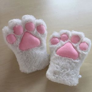 Gants à cinq doigts 1 paire de mitaines de chaton Lolita femmes gants de griffe d'ours gants de patte de chat en peluche hiver fausse fourrure fille noël Halloween Cosplay Costume 231118