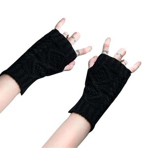Cinco dedos Guantes 449B Mujeres Medio Dedo Punto Muñeca Brazo Mangas Verano Sol Protección UV Suave Anti-UV Ciclismo Mecanografía