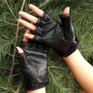 Cinq doigts gants antidérapants vintage guantes dentelle sans doigts performance mode bracelet élégant femmes mitaines évider doux