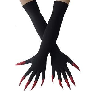 Cinq doigts gants Cool Halloween gants longue griffe fantôme habiller des gants à la mode rouge longs ongles Cosplay Halloween gants drôles A529 231017