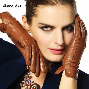 Cinq doigts gants femmes élégantes gants en cuir d'agneau véritable de haute qualité automne et hiver plus velours thermique à la mode femme gant L085NC 230210