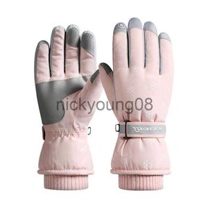 Cinco dedos Guantes Cinco dedos Guantes Nieve Pantalla táctil Mitones de esquí Mujeres Equipo impermeable para pulsera ajustable Sensible 5 x0902