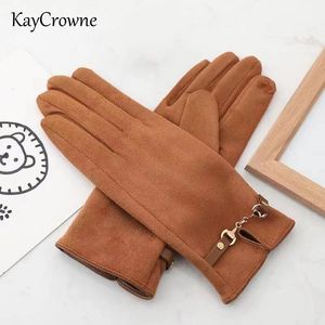 Cinco dedos Guantes KayCrowne Urban Style Grace Lady Glove Mujeres Invierno Elegante Pantalla táctil Conducción Montar a prueba de viento Cálido Guantes negros G229 231115