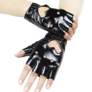 Cinq doigts gants hommes femmes conduite punk court en cuir demi-doigt danse moto été mode couleur unie léopard mitaine 2024226