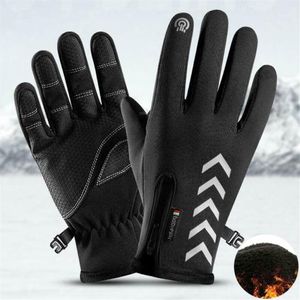 Cinq doigts gants Sports de plein air conduite hiver hommes chaud et coupe-vent étanche antidérapant écran tactile Ski Riding1249K