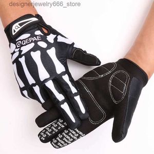 Cinco dedos Guantes Qepae Guantes de bicicleta de dedo completo Skull Bone Guantes de ciclismo a prueba de golpes para hombre Mujer Deporte MTB Guantes de bicicleta S-XXL Q231206