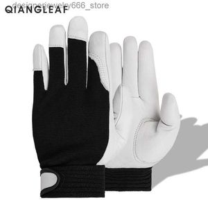 Gants à cinq doigts QIANGLEAF en cuir de mouton en cuir Sport pilote mécanicien gant de travail gants de sécurité industrielle protection en gros mitaine pour hommes 508MY Q231206