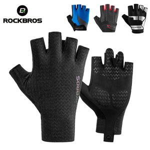 Cinq doigts gants Rockbros vélo vélo SBR Pad demi-doigt gant été VTT vélo hommes femmes antidérapant respirant antichoc Sport 230823