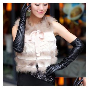 Cinq Doigts Gants S M L Femmes Noir Couleur Long Faux Pu Cuir Mode Femmes Robes De Soirée Robe De Soirée Drop Livraison Accessoire Dhu2Z