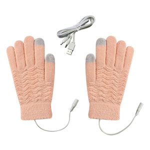 Cinco dedos Guantes Pantalla USB Calefacción eléctrica Tocado Invierno de punto de 5 dedos para hombres