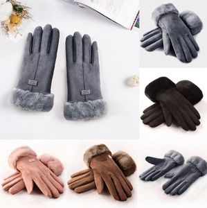 Guantes de cinco dedos, los más vendidos, para mujeres, invierno, niñas, calor al aire libre, guantes de conducción forrados con dedos completos, soporte al por mayor y gota # LR