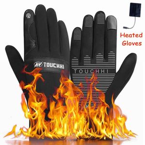 Guantes de cinco dedos Guantes de invierno con calefacción USB para hombres Motocicleta Ciclismo Pesca térmica Esquí Pantalla táctil Guantes de mujer resistentes al agua Calentador de manos 231218