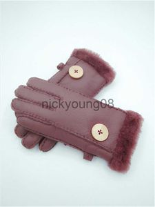 Gants à cinq doigts en gros - Mode Femmes Gants en cuir d'hiver Gants en laine de qualité en cuir véritable Confort chaud Livraison gratuite x0902