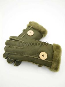 Guantes de cinco dedos al por mayor - Nuevas mujeres Guantes de cuero de invierno Calidad de cuero genuino Guantes de lana para jóvenes Comodidad cálida Envío gratis x0902