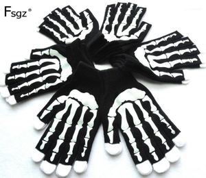 Cinco dedos Guantes Invierno para hombres Esqueleto de punto suave Manos Patrón de impresión Guante Cadera Joven Cálido Espesar Buena Calidad 20231