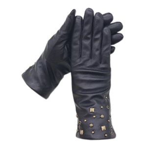 Cinq doigts gants hiver dames poignet mode peau de mouton écran tactile noir cuir sport extérieur équitation et conduite pour garder la guerre