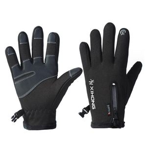 Cinq doigts gants hiver cyclisme en plein air en gros tactile sn fermeture à glissière sports imperméable et durable en peluche alpinisme ski chaud Dhnlm