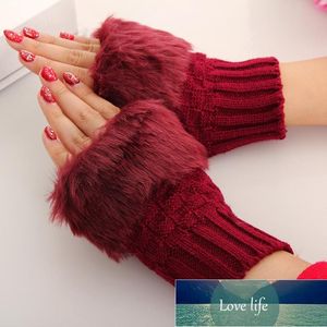 Cinq doigts gants femmes décontracté fourrure fausse tricoté coton doux hiver sans doigts tricot chaud poignet mitaines prix usine conception experte qualité dernier style