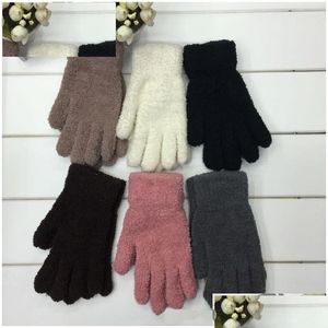 Cinq doigts gants femmes cinq doigts gants hiver chaud moelleux mitaines taille adt femme mode couleur pure en gros Melody2041 Drop D Dhne0