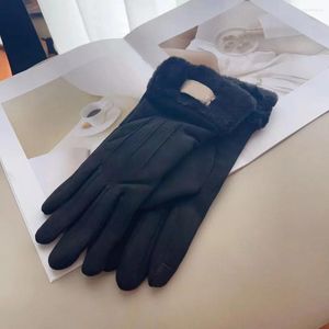Cinq doigts gants chamois cuir moto gant femme hiver chaud mode pour femmes hommes coupe-vent antigel doigt mitaines imperméables