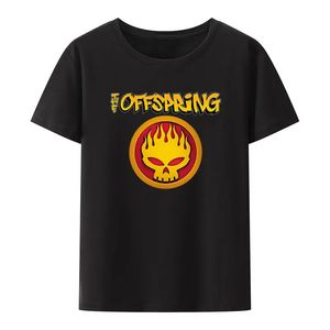 Flame Skull Head Punk Modal Print Camiseta The Offspring Band Hip-hop Hipster Streetwear Hombres Mujeres Street Fashion Cool Camisetas 240102
