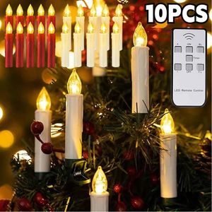 Bougies LED sans flamme Light Remote Contrat Pattered For Halloween Christmas Decoration Tree Decor 240417