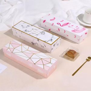 Emballage cadeau flamant rose/marbre/plume motif boîte d'emballage en papier biscuits au nougat coffrets cadeaux mariage gâteau au chocolat pain carton C0804G05