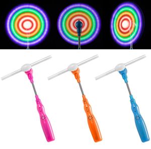 Moldista intermitente Light Up Rotate Magic Wands Spinning LED Música Colorida de rayas de juguetes Glow in the Dark Party Favor Suministros