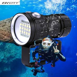 Flashlights LED Diving Flashlight Torch 20000Lumens 6 x XHP70 Underwater Lighting 100m Waterproof Tactical Torch For Camera Video Fill Light 240122