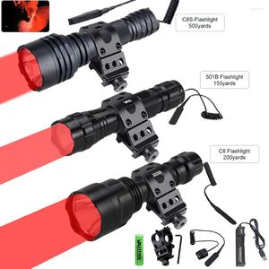 Lampes de poche Torches 500 Yard 501B/C8/C8s professionnel vert rouge LED lampe de poche de chasse tactique 1-Mode torche USB rechargeable lanterne puissance