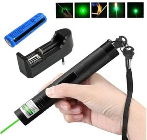 Lampes de poche torches stylo pointeur laser vert 532nm mise au point réglable 18650 batterie rechargeable avec adaptateur britannique 3634116