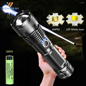 Torches Lep High Lumens Super Bright XHP50 Tactical Handheld Flash Light Zoomable USB rechargeable 18650 LNANTERE D'URGENCE