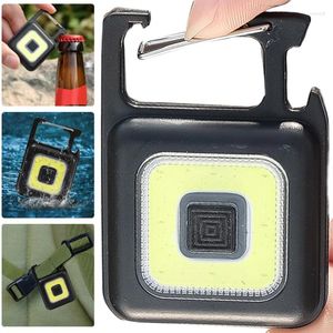 Lampes de poche Torches Mini batterie poche Portable COB LED lampe de travail avec porte-clés en plein air lampes de poche lampe de Camping randonnée