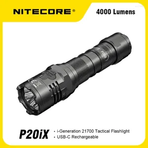 Lampes de poche Torches Nitecore P20iX USB-C lampe de poche tactique rechargeable avec batterie NL2150HPi 5000mAh 4000Lumens lumière de Troch d'auto-défense