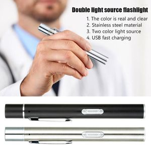 Lampes de poche torches stylo lumière Mini Portable LED deux Modes d'éclairage torche stylo pour le dentiste et le Camping randonnée