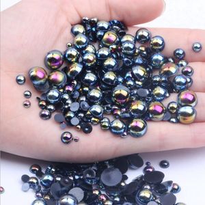 Fond plat demi-ronde perle objets décoratifs Figurines couleur ABS perles d'imitation 2-10mm modèle mixte 1000 pièces accessoires de bijoux à bricoler soi-même
