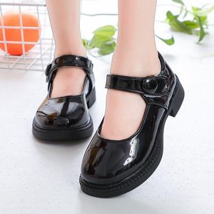 Flat Shoes Girls Leather For Wedding Party Black White School Children Dress Princess Sweet Kids Mary Janes Classic 26-36