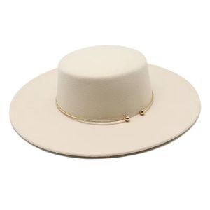 Sombreros Fedora con parte superior plana para mujer, sombrero de copa Vintage, sombreros con protección solar de ala ancha, vestidos de iglesia, gorra de fieltro para fiesta y boda