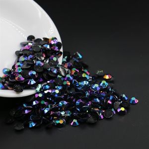 Diamantes de imitación de resina con reverso plano Negro Azul Jet AB Cristal facetado SS12 SS16 SS20 SS30 Todos los tamaños 200h