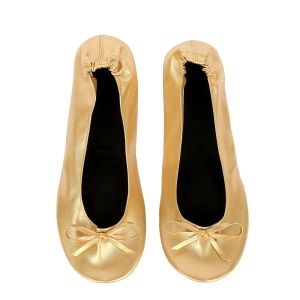 Flats Gold Shoe Flats Portable Pliant Up Ballerina chaussures plates Roule Up Ballet After Party Chaussure pour la fête de mariage Bridal Party