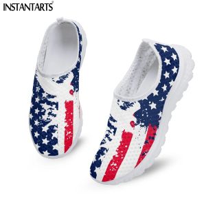 Appartements instantarts 2023 Nouveau style confort slipon chaussures plates american drapeau design dames baskets en maille légères modes de chapeaux décontractés pour les femmes