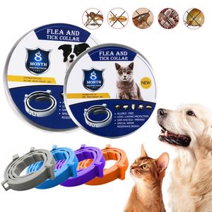 Collar antipulgas y garrapatas para perros, gatos, mascotas, seguro, protección de ingredientes naturales, antimosquitos, repelente de insectos, collares de prevención de 8 meses, ajustable, talla única