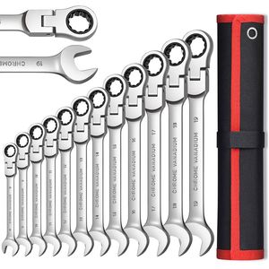 Flex Head Ratcheting Wrench Set hand tools,Combination Ended Spanner kits, Chrome Vanadium Steel Socket Key Ratchet